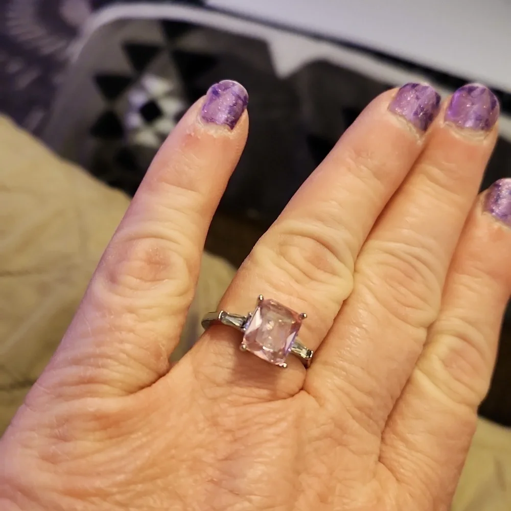 Square Pink stoned Zircon Ring NIP